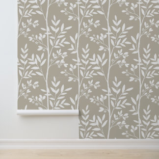 Weiche neutrale beige florale Silhouette Botanisch Tapete