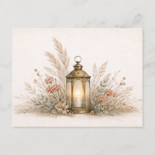 Weiche neutrale Boho-Laterne Blumenarrangement Postkarte