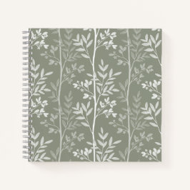 Weiche neutrale botanische florale Olive Silhouett Notizbuch