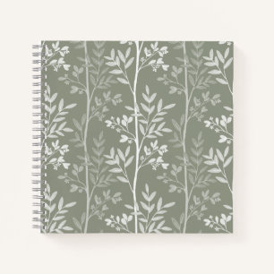 Weiche neutrale botanische florale Olive Silhouett Notizbuch