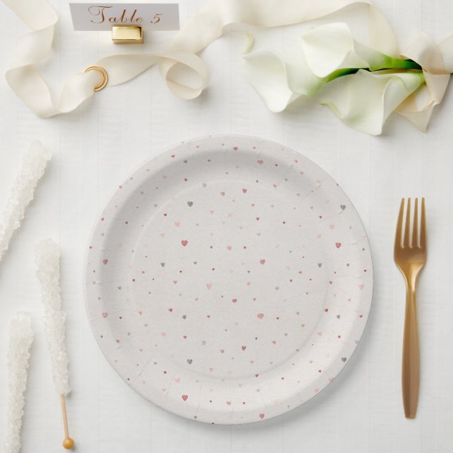 Weiche neutrale Herz-Muster-Papierplatte Pappteller (Hochzeit)
