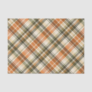 Weiche Orange, Grün und Creme Kariert Seidenpapier