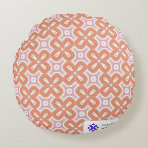 Weiche Orange- und rosa Blumen geometrisch runde K Rundes Kissen