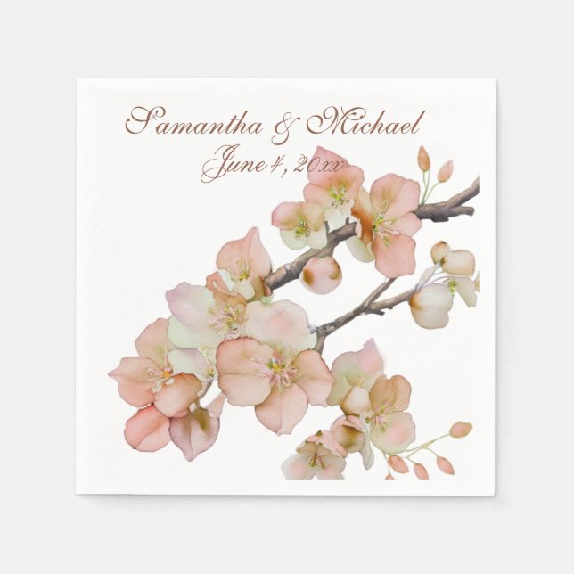 Weiche, orangefarbene, rosa grüne Blüten Serviette (Vorderseite)