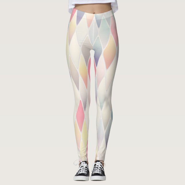 Weiche Pastel-Diamantmuster Leggings (Vorderseite)