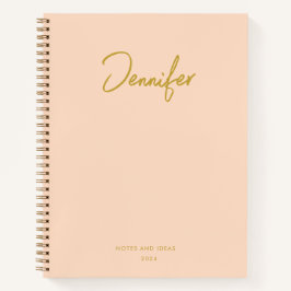 Weiche Pastel Pinky Golden Custom Handwriting Name Notizbuch