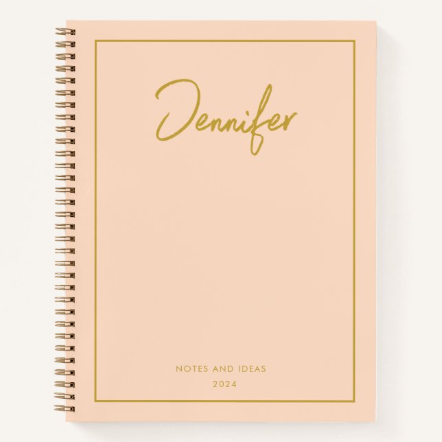 Weiche Pastel Pinky Golden Custom Handwriting Name Notizbuch (Vorderseite)