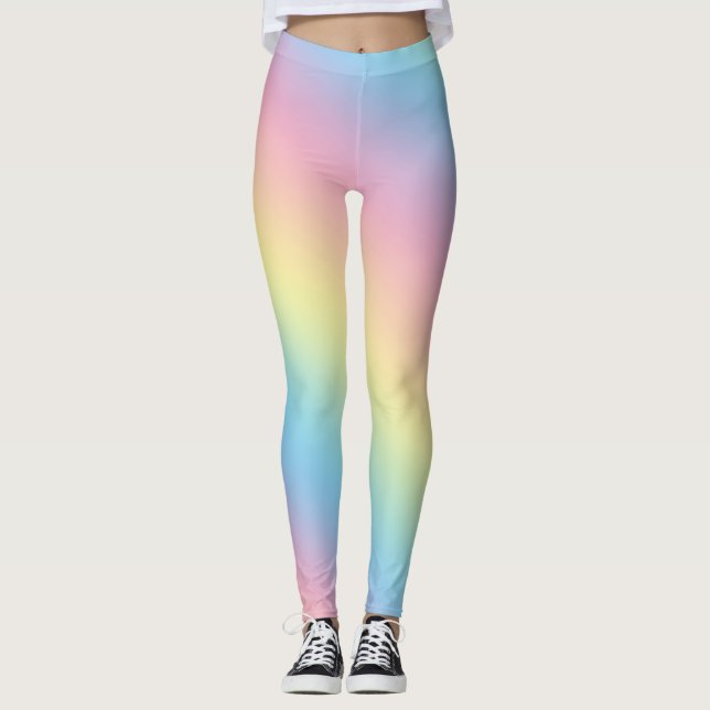 Weiche Pastel Rainbow Gradient Leggings (Vorderseite)