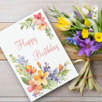 Weiche Pastel Wasserfarbe Frühlingsblumen Geburtst