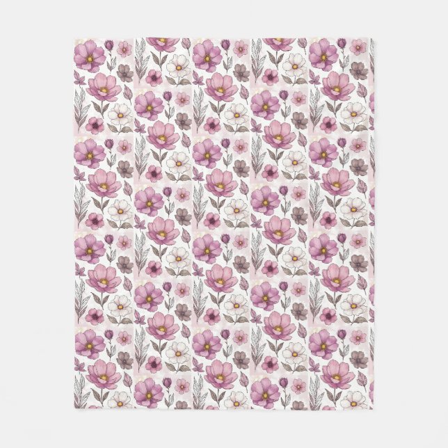 Weiche Pastell-Anemonen-Blumenkollektion Fleecedecke (Vorderseite)