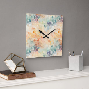 Weiche Pastell-Aquarell-Abstraktion Quadratische Wanduhr
