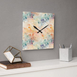 Weiche Pastell-Aquarell-Abstraktion Quadratische Wanduhr