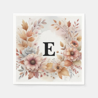 Weiche Pastell-Aquarell-Herbstlaub-Blumenrahmen Serviette