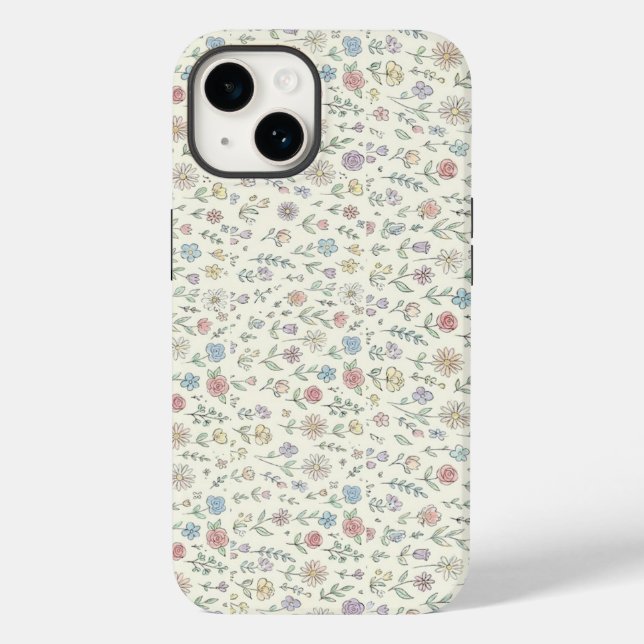 Weiche Pastell-Blumenmuster Süße Handyhülle Case-Mate iPhone Hülle (Rückseite)