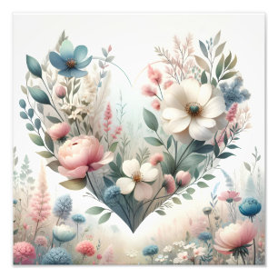 Weiche Pastell-Botanische Blumenwiese Fotodruck