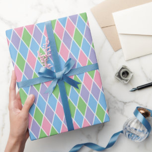 Weiche Pastell-Geometrische Harlekin-Muster Geschenkpapier