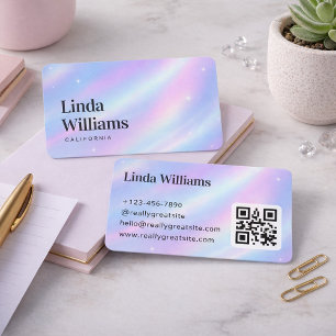 Weiche Pastell-Irideszente Serifen-Name-Design-QR- Visitenkarte
