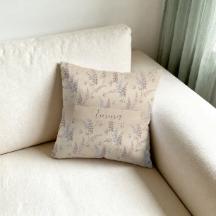 Weiche Pastell-Lupine- und Schmetterlingswiese-Mus Kissen