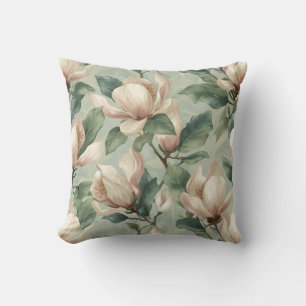 Weiche Pastell-Magnolien-Blumenanordnung Kissen