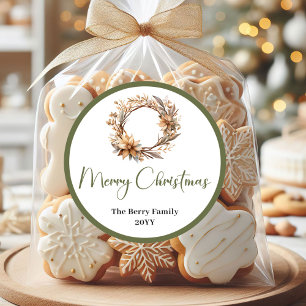 Weiche Pastell-Neutrale Weihnachts-Namensaufkleber Runder Aufkleber