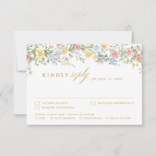 Weiche Pastell-Ornamentale Frühlingsgarten Goldene RSVP Karte