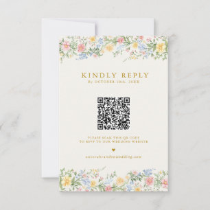 Weiche Pastell-Ornamentale Frühlingsgarten Goldene RSVP Karte