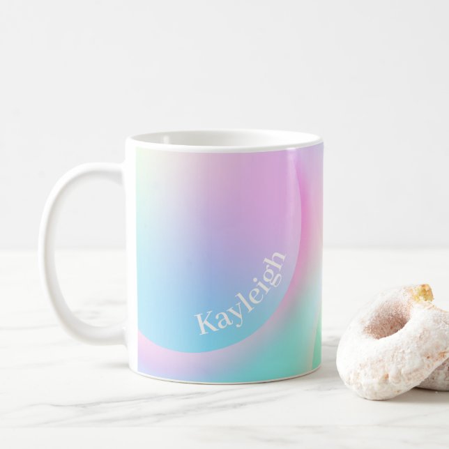 Weiche Pastell-Regenbogenfarbform Kaffeetasse (Mit Donut)