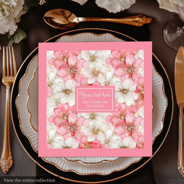 Weiche Pastell-Rosa-Goldene Servietten mit individ (Soft Pastel Pink Gold Napkins Delicate Custom Name)