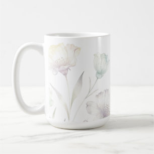 Weiche Pastell-Wildblumen Aquarell Grazie Kaffeetasse