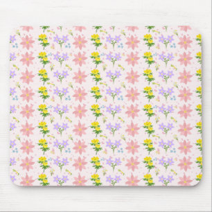Weiche Pastell-Wildblumen-Botanik-Muster-Mauspad  Mousepad