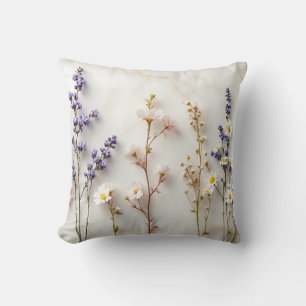 Weiche Pastell-Wildblumen Glasmalerei Florale Kuns Kissen