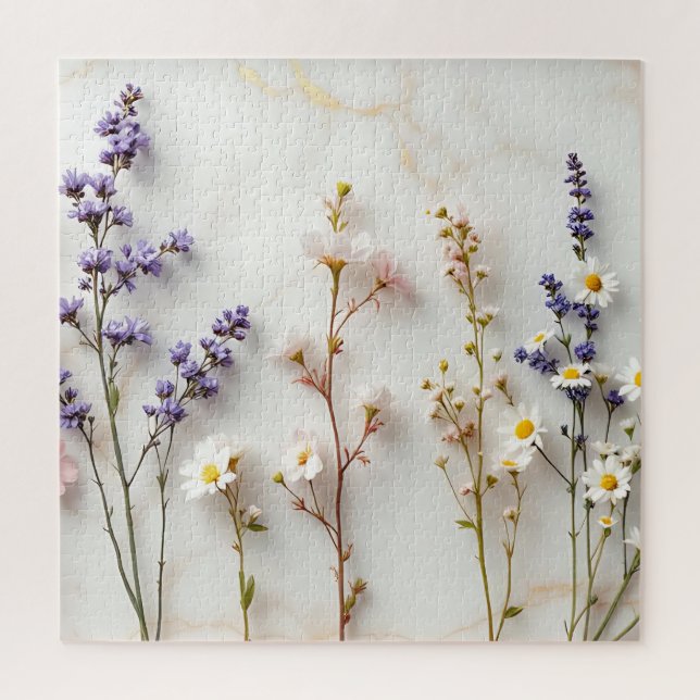 Weiche Pastell-Wildblumen Glasmalerei Florale Kuns Puzzle (Vertikal)