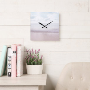 Weiche Pastellbäume 4 #ocean#art Quadratische Wanduhr