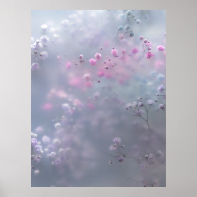 Weiche Pastellblumen in träumerischer Unschärfe Poster (Vorne)