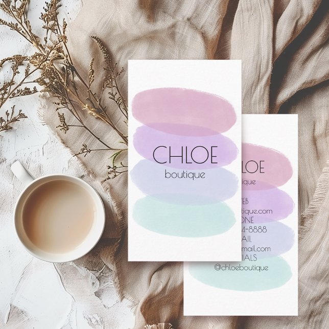 Weiche Pastellfarben Abstrakte Formen Wasserfarbe Visitenkarte (Soft Pastel Painting Abstract Shapes Watercolor Business Card
)