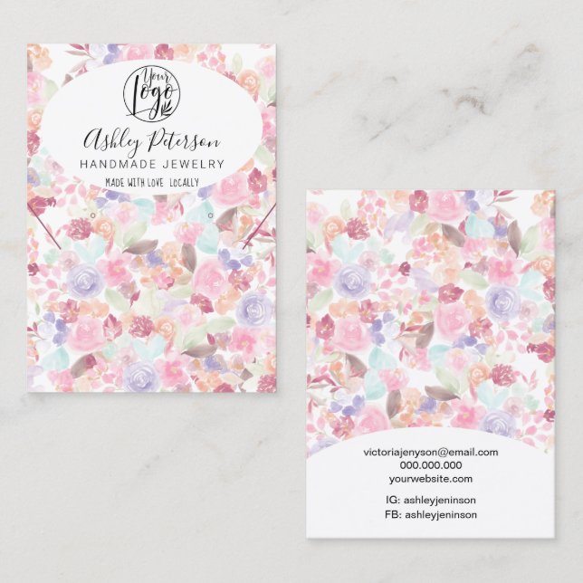 Weiche Pastellfarben Logo Schmuck Ohrring Halskett Visitenkarte (Vorne/Hinten)