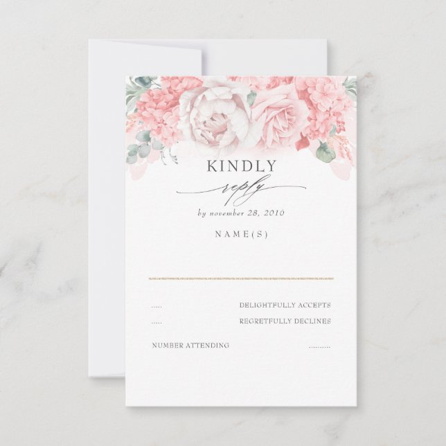 Weiche, pastellfarbene Blume mit RSVP Karte (Vorderseite)