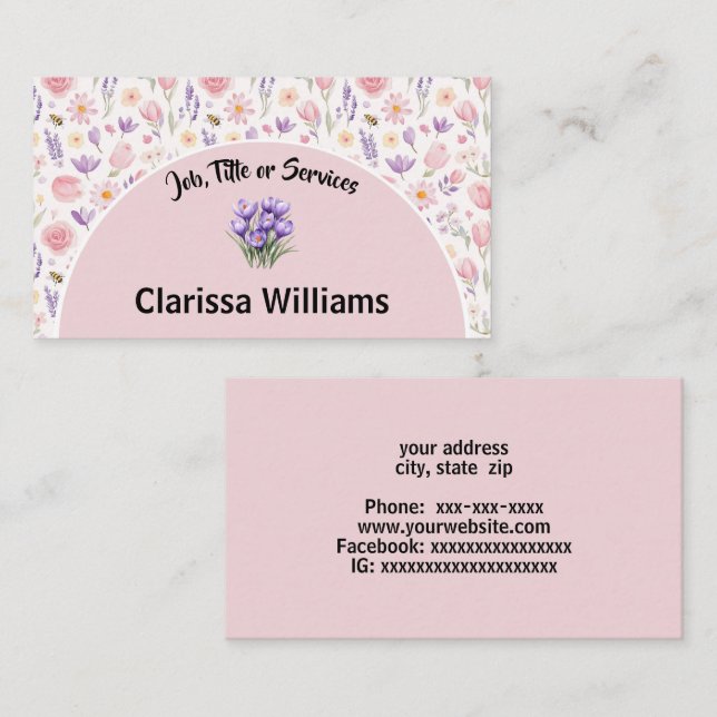 Weiche pastellfarbene Blume Visitenkarte (Vorne/Hinten)