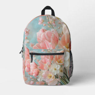 Weiche, pastellfarbene Frühlingsblumen Design Deli Bedruckter Rucksack