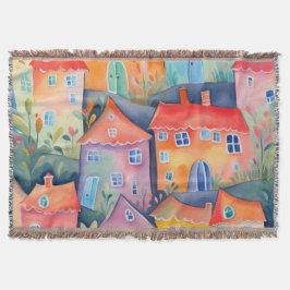 Weiche pastellfarbene kleine Häuser in friedlicher Decke