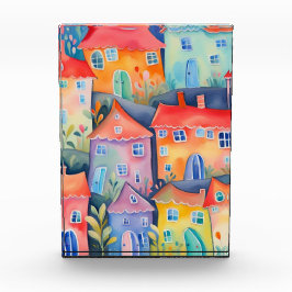 Weiche pastellfarbene kleine Häuser in friedlicher Fotoblock