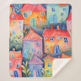 Weiche pastellfarbene kleine Häuser in friedlicher Sherpadecke