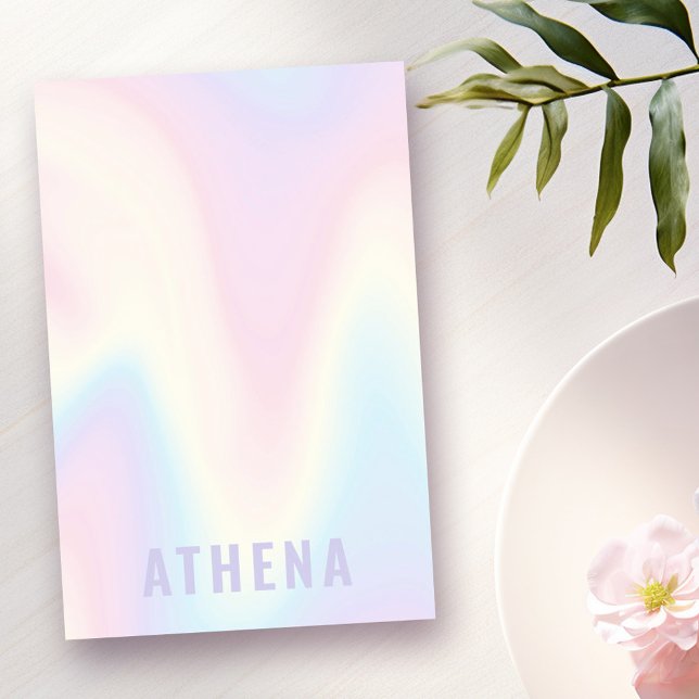 Weiche pastellfarbene Regenbogenbezeichnung modern Post-it Klebezettel (Soft pastel rainbow name trendy modern minimal post-it notes)