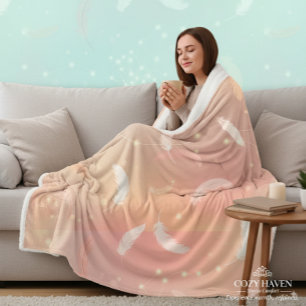 Weiche Pastellfedern   Romantisches Rosa & Gold Ku Sherpadecke
