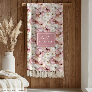 Weiche Pastellrosa Zarte Florale Benutzerdefiniert Fleecedecke