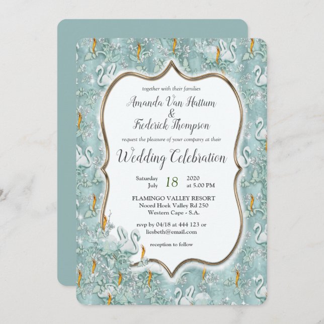 Weiche Pastelltöne, grün Einladung (Vorne/Hinten)