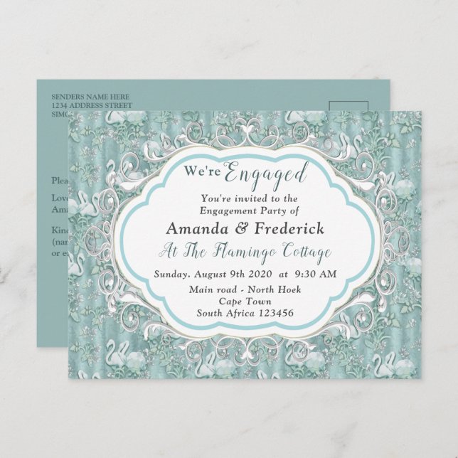 Weiche Pastelltöne, grün Einladungspostkarte (Vorne/Hinten)