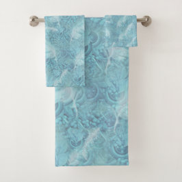 Weiche Pastelltöne in Weiß, grüne Seidenstruktur Badhandtuch Set