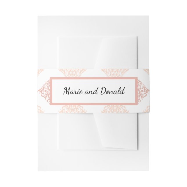 Weiche Peachy Blush Damask Einladungsbanderole (Vorderseite Beispiel)
