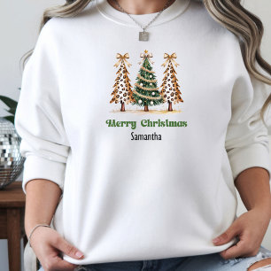 Weiche personalisierte Leopard Weihnachtsbäume Ges Hoodie